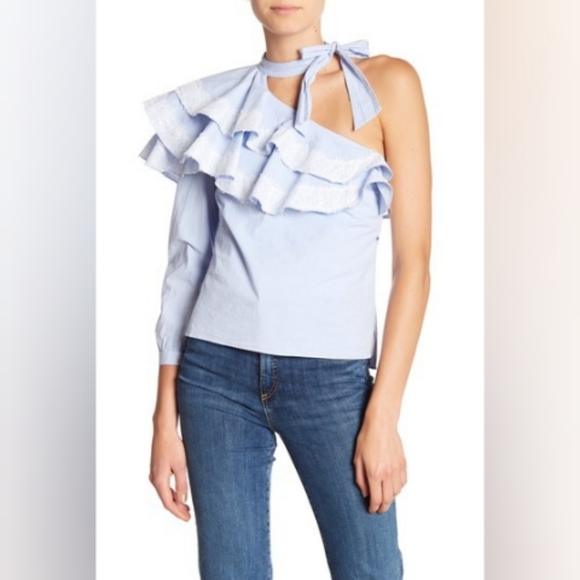 Veronica Beard Tops - NWT VERONICA BEARD ISLA RUFFLE ONE SHOULDER STRIPE